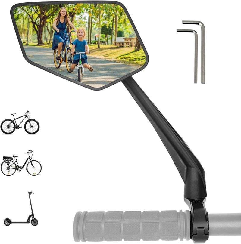 Reezer RS1 - Handlebar Bike mirror, 360° rotatable & foldable, large field of vision, Bicycle rearview mirrors, 0,86" to 1", Reflective - LEFT - Image 1